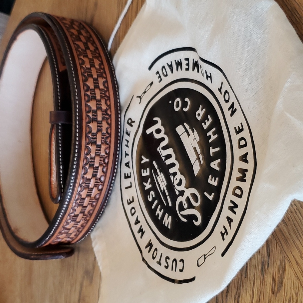 Custom Whiskey Bound Leather Company Belt Size 38